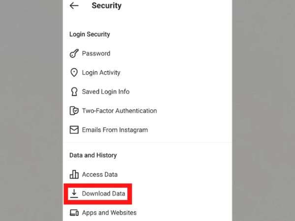 Tap on “Security” and then on “Download your Information”.