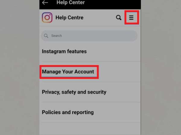 Tap on the “Hamburger menu icon” and select the “Manage Your Account” option.