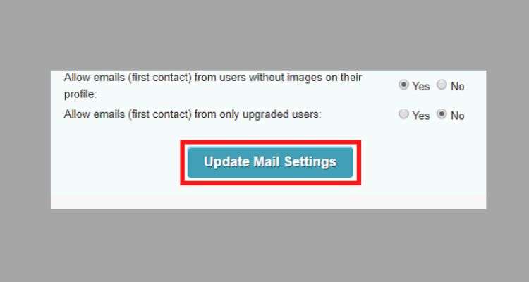 Click on ‘Update Mail Settings’ option.