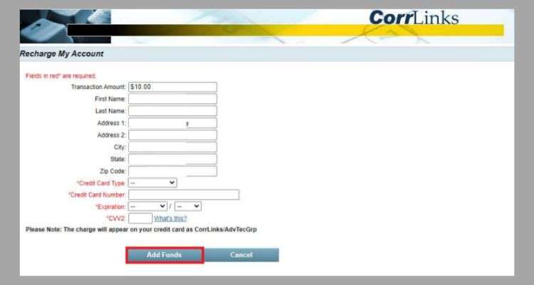 Click on ‘Add Funds’ to enter the number of the fund.