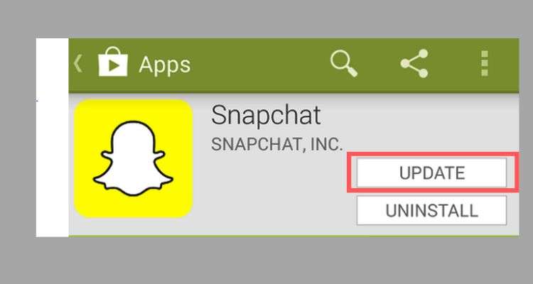 On Google Play Store, open the Snapchat App Interface and tap the ‘Update’ button to install its latest version.