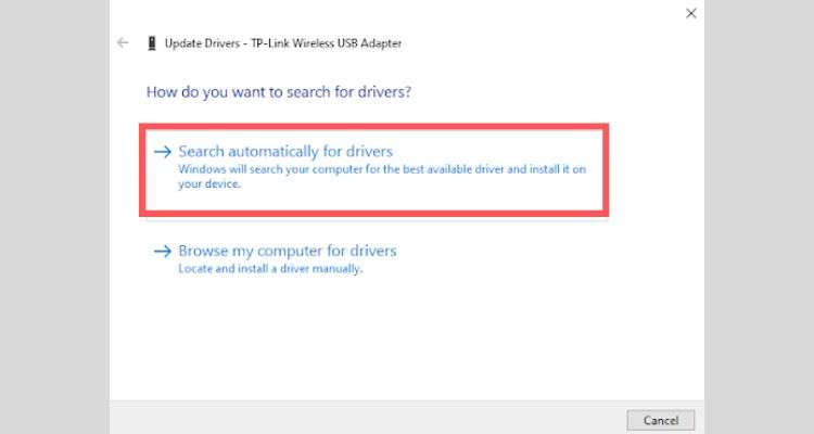 Search automatically for updated driver software