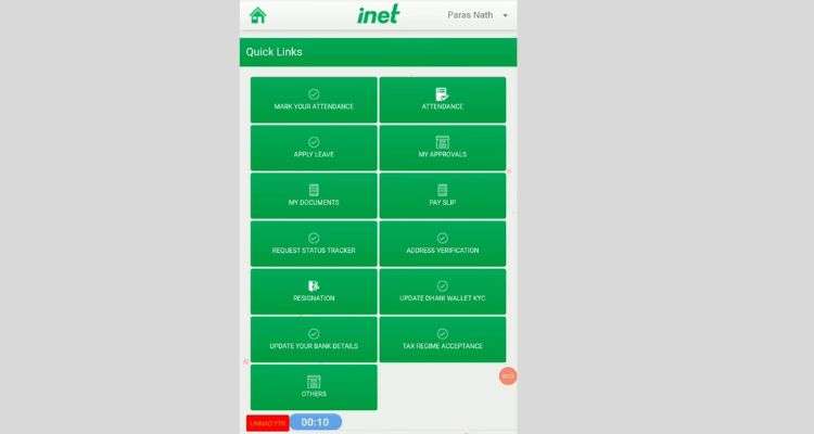 Log in to the INET portal