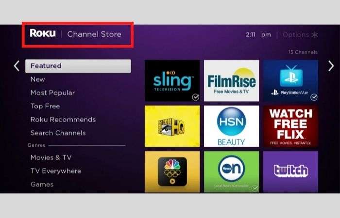 Go to Roku Channel Store