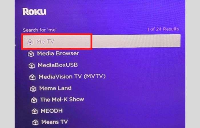 Use the Roku’s Search feature to find ‘MeTV.’